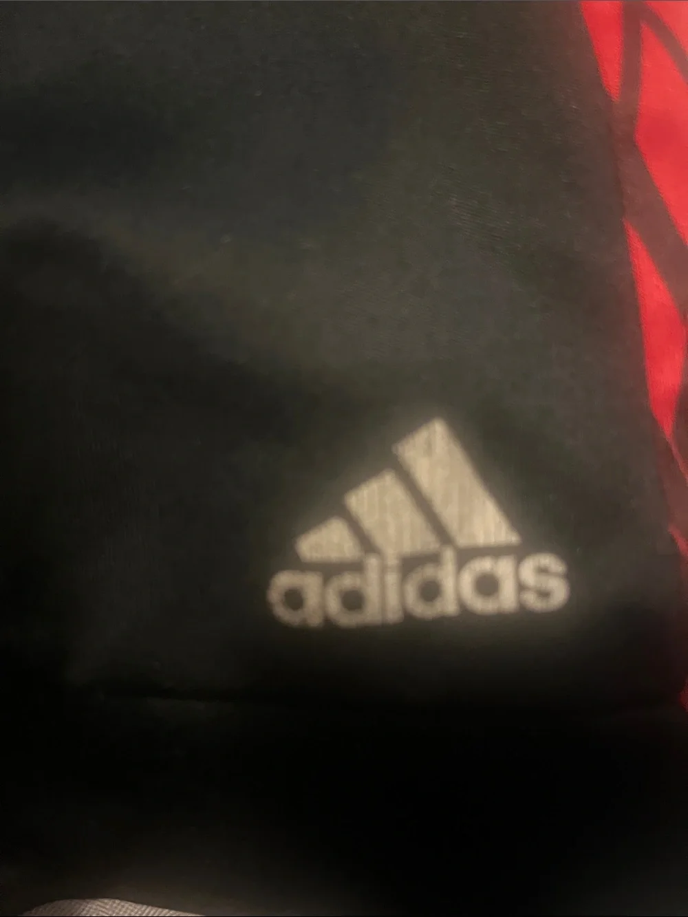 adidas Black Shorts with Red Patterned Side Panels